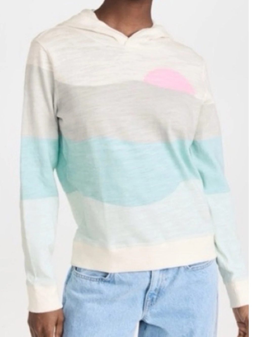 Fahrety Soleil Sun and Wave Slub  Graphic Cotton Hoodie